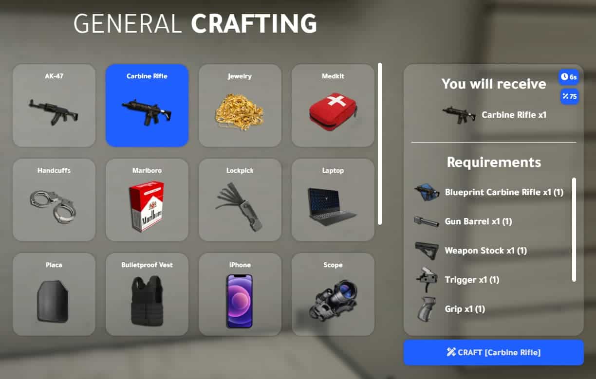 Crafting System V6 + Notify System + Text UI System [Standalone]