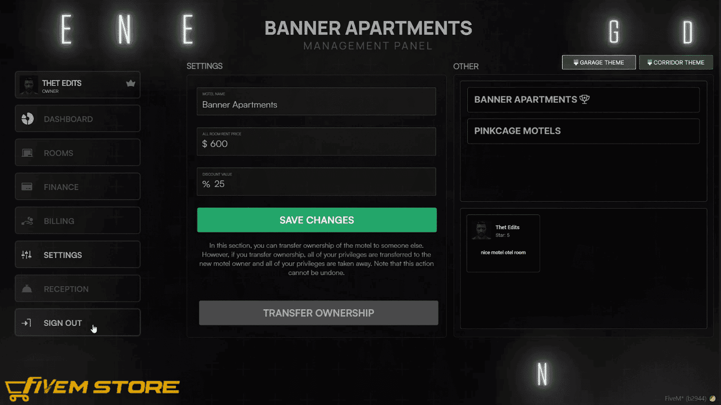 Motel System V12 [Apartments System][Ownable Motel][ESX/QB]