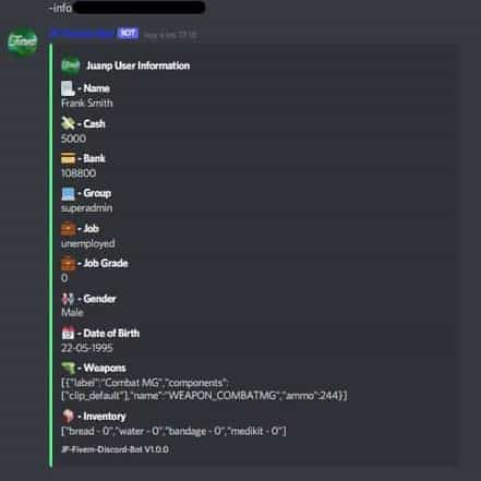 FiveM Discord Bot Information V1 [Standalone]