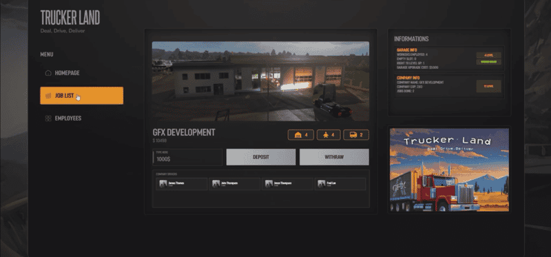 Trucking Job V6 [Trucker Job][Ownable Company][ESX/QB]
