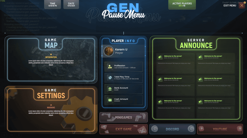 Pause Menu System V7 [Main Menu][ESXQB]