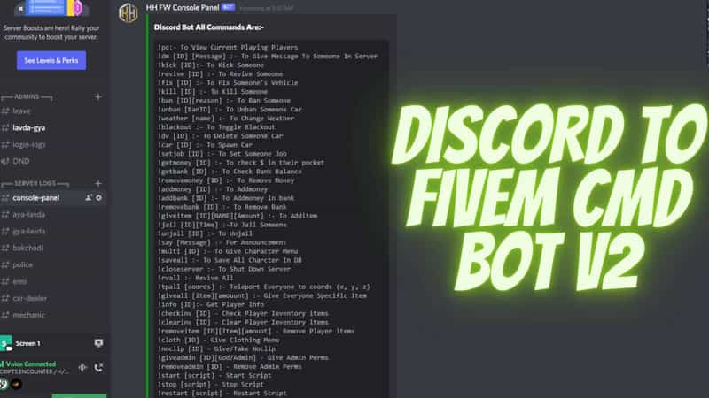 FiveM сервериңизди Discord [Bot][Standalone] менен башкарыңыз