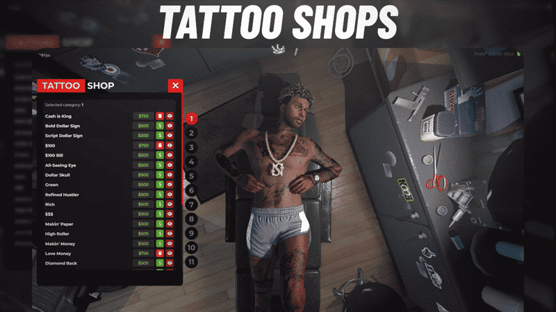 Sistema per negozi di tatuaggi V5 [ESX/QB]
