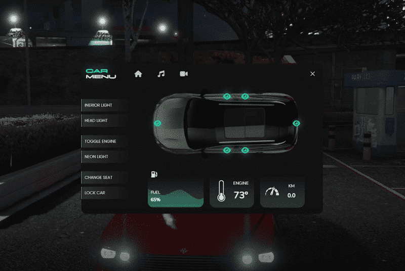 Vehicle Options Menu System V5 [Standalone][Vehicle Control][Car Music play][Neon and Extras]