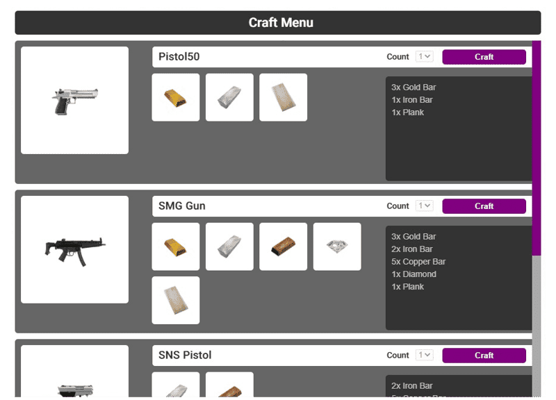 Crafting System V8