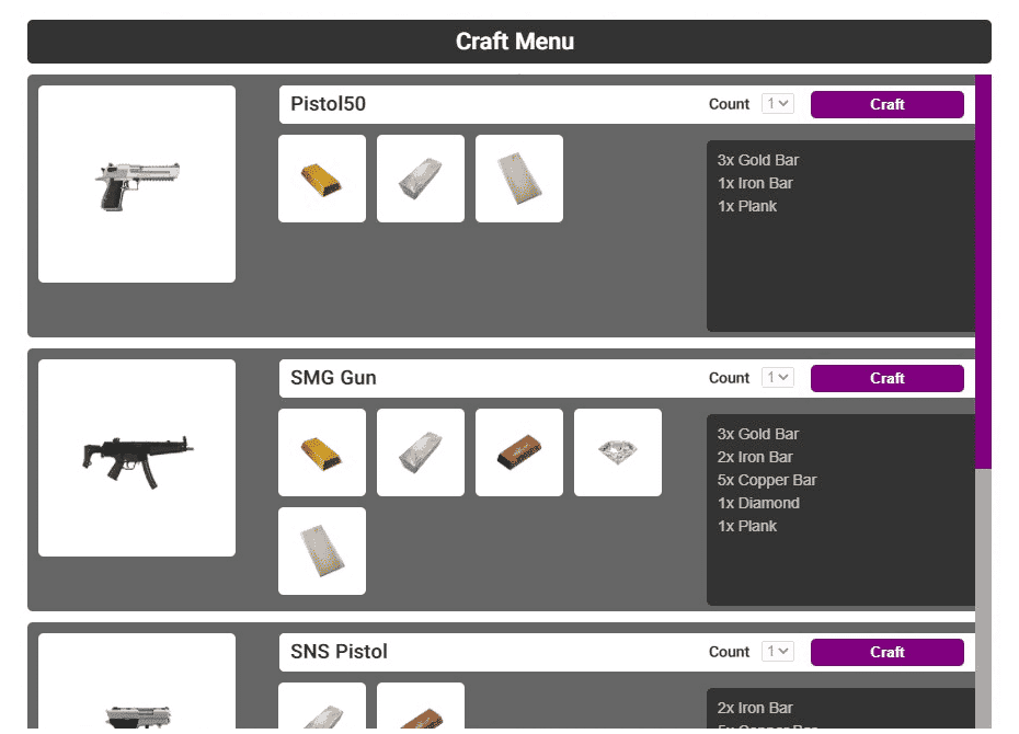 Crafting System V8