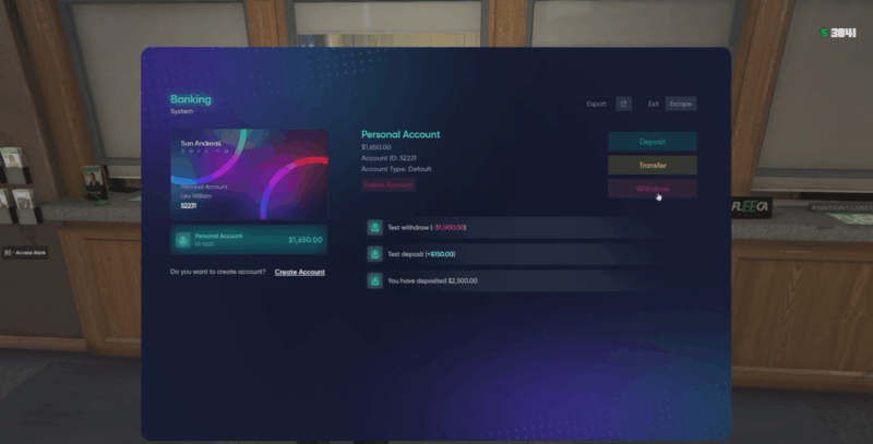 Banking System V18 [NoPixel 4.0 Inspired][ESX/QB]