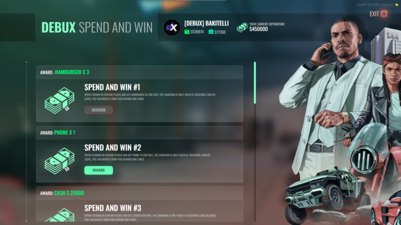 Spend and Win System [ESX/QB] | FiveM Store