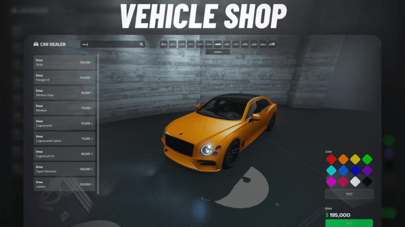 VehicleShop System V21 [ESX/QB] | FiveM Store